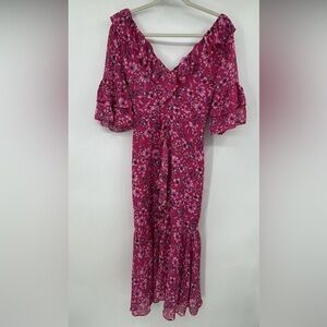 MISA Los Angeles Johanna Pink Floral Print Dress Size M